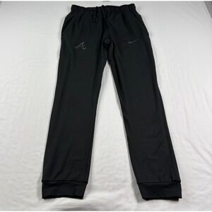 Atlanta Braves Pants Mens Small Black Nike Jogger Sweat Dri Fit Lounge MLB